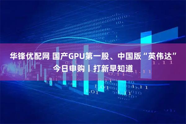 华锋优配网 国产GPU第一股、中国版“英伟达”今日申购丨打新早知道