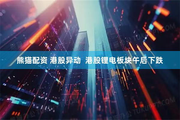熊猫配资 港股异动  港股锂电板块午后下跌